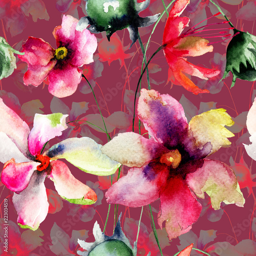 Seamless pattern with Original flowers