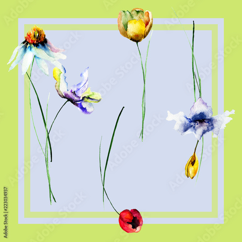 Seamless wallpaper with Original flowers