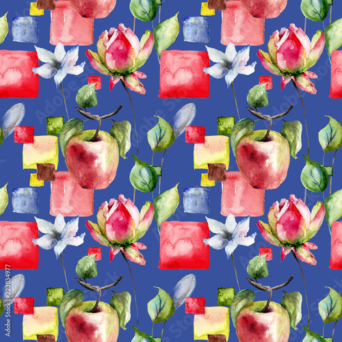 Seamless pattern with Original flowers