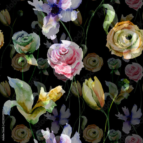 Seamless pattern with flowers