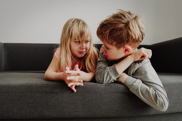 Wall Mural - brother and sister rivalry, dispute, anger, disagreement