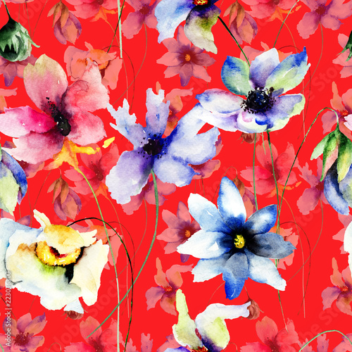 Seamless pattern with flowers