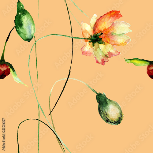 Seamless pattern with Original flowers