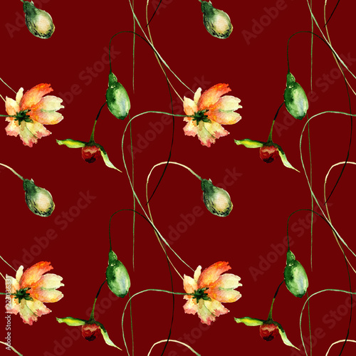 Seamless pattern with Original flowers