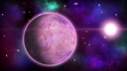 Wall Mural - cosmic view with habitable planet and starry background. Loopable animation