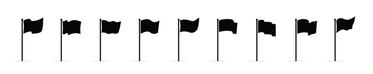 Vector waving flags icon set isolated on white background