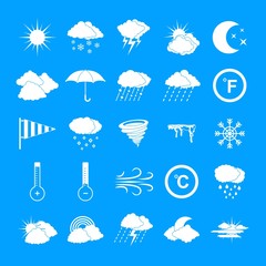 Sticker - Weather icons set. Simple illustration of 25 weather vector icons for web