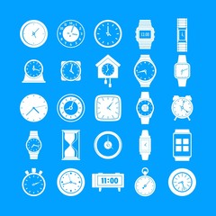 Poster - Time and clock icons set. Simple illustration of 25 time clock vector icons for web