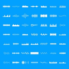 Poster - Sound wave icons set. Simple illustration of 50 sound wave vector icons for web