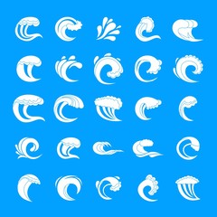  Water wave icons set. Simple illustration of 25 water wave vector icons for web
