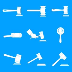 Poster - judge hammer icons set. simple illustration of 9 judge hammer vector icons for web