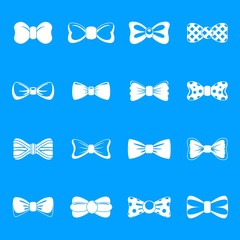 Poster - Bowtie ribbon man tuxedo icons set. Simple illustration of 16 bowtie ribbon man tuxedo vector icons for web