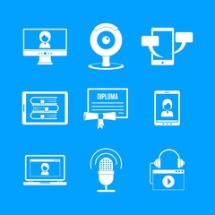 Poster - Webinar training online learning icons set. Simple illustration of 9 webinar training online learning vector icons for web
