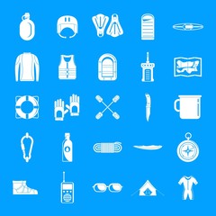 Poster - Rafting kayak water canoe icons set. Simple illustration of 25 rafting kayak water canoe vector icons for web