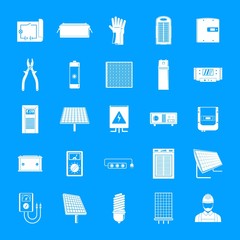 Poster - Solar energy equipment icons set. Simple illustration of 25 solar energy equipment cargo vector icons for web