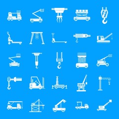 Poster - Lifting machine equipment icons set. Simple illustration of 25 lifting machine equipment cargo vector icons for web