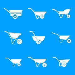 Poster - wheelbarrow garden plant yard icons set. simple illustration of 9 wheelbarrow garden plant yard vect