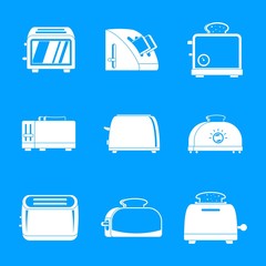 Poster - Toaster kitchen bread gourmet oven icons set. Simple illustration of 9 toaster kitchen bread gourmet oven vector icons for web