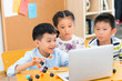 © View Stock - Elementary school students use computers in the classroom