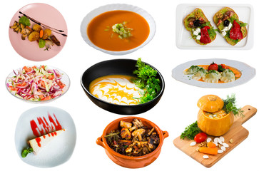 Set of vegetarian dishes