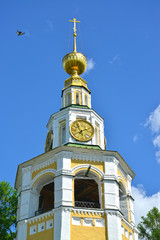 Wall Mural - UGLICH, RUSSIA. Fragment of the bell tower of Transfiguration Cathedral (18th century). Yaroslavl region