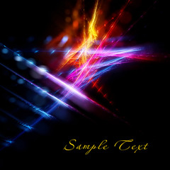 Poster - Space imagination. Bright fractal star on a black background