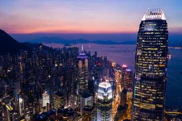 Hong Kong business office at night