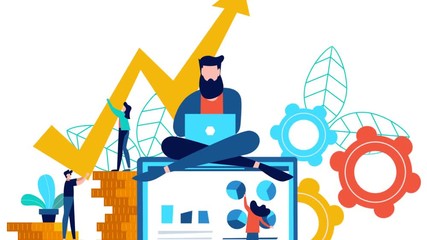 Internet creative business teamwork man animation