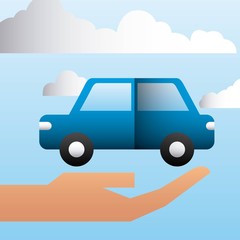 Canvas Print - hand holding car transport family protection