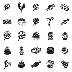 Poster - Sweet candy icon set. Simple set of sweet candy vector icons for web design on white background