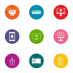 Poster - Windmill repair icons set. Flat set of 9 windmill repair vector icons for web isolated on white background