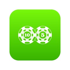 Poster - Poker chips nominal five and ten icon digital green for any design isolated on white vector illustration