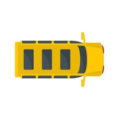 Poster - top view school mini bus icon. flat illustration of top view school mini bus vector icon for web des