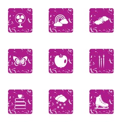 Poster - Winter year icons set. Grunge set of 9 winter year vector icons for web isolated on white background