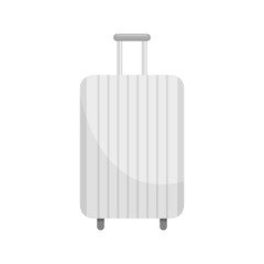 Sticker - White travel bag icon. Flat illustration of white travel bag vector icon for web design