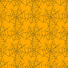 Spider web seamless pattern vector illustration. Hand drawn sketched web background