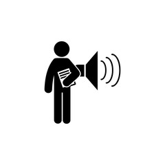 Poster - man with audio degree icon. Element of man with student degree icon for mobile concept and web apps. Glyph audio degree can be used for web and mobile