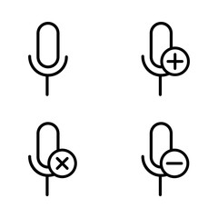 Poster - set of microphone icons. Element of phone icons for mobile concept and web apps. Thin line icons for website design and development, app development