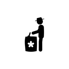 Poster - man bag of grain icon. element of gardening icon for mobile concept and web apps. glyph bag of grain