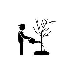 Poster - man watering of tree icon. Element of gardening icon for mobile concept and web apps. Glyph watering of tree can be used for web and mobile