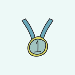 Poster - first place medal sketch icon. Element of education icon for mobile concept and web apps. Field outline first place medal sketch icon can be used for web and mobile