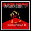 Black friday sale. shopping bags. banner. poster. template.  vector illustration with black background
