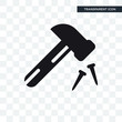 Hammer vector icon isolated on transparent background, Hammer logo design