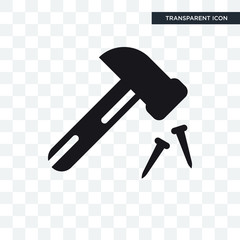 Poster - Hammer vector icon isolated on transparent background, Hammer logo design