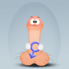 Poster - funny illustration of penis with male symbol