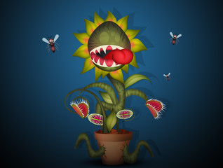 Sticker - carnivorous plant eat mosquitoes