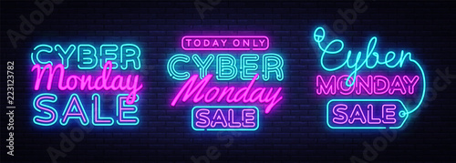 Fotomural Big collectin neon signs for Cyber Monday
