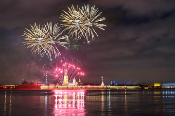 Wall Mural - Firework on the Neva River at night. Saint Petersburg, Russia