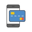 © lukpedclub - credit card on smart phone, payment by credit card on e commerce, bank and financial related icon, filled outline editable stroke