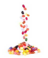 Pile Of Multiple Jelly Bean Candies On A White Background